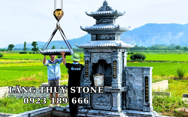 Khu lăng mộ đá xanh đen nhà A Nam Hoằng Hóa Thanh Hóa Khu lăng mộ đá xanh đen 4,1m x 7m tại Hoằng Hóa Thanh Hóa