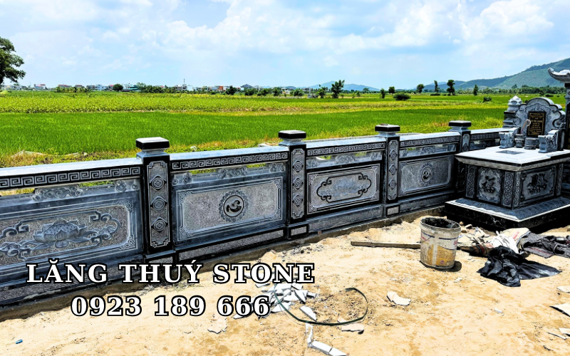 Xưởng sản xuất lăng mộ đá Ninh Bình – Lăng Thuý Stone Lan can đá xanh đen khu lăng mộ tại Hoằng Hóa Thanh Hóa