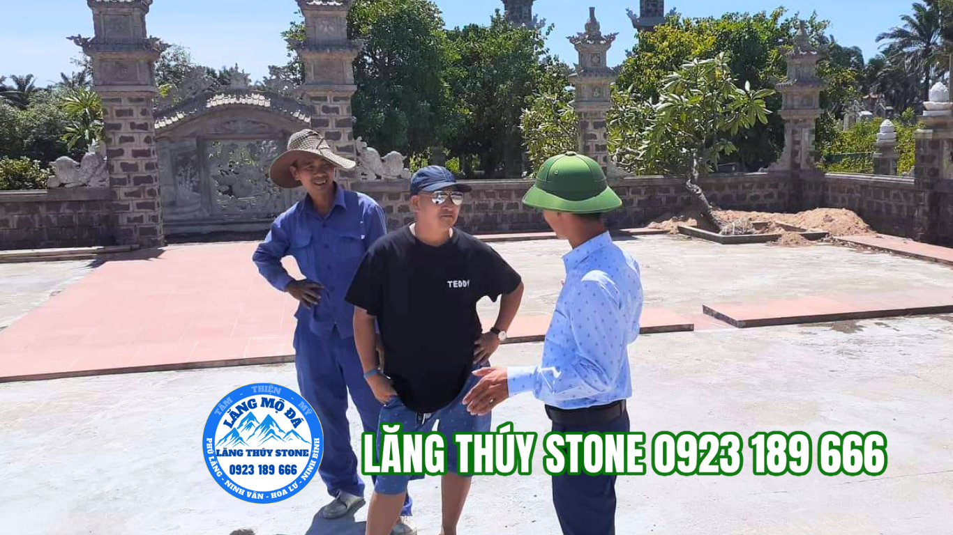 Xưởng sản xuất lăng mộ đá Ninh Bình – Lăng Thuý Stone Lăng Thuý Stone tư vấn thiết kế khu lăng mộ đá trực tiếp tại công trình