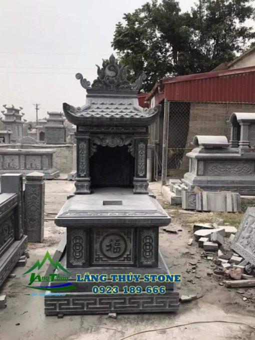 Mộ đá xanh đen 1 mái 1 Mo da xanh den 1 mai 1